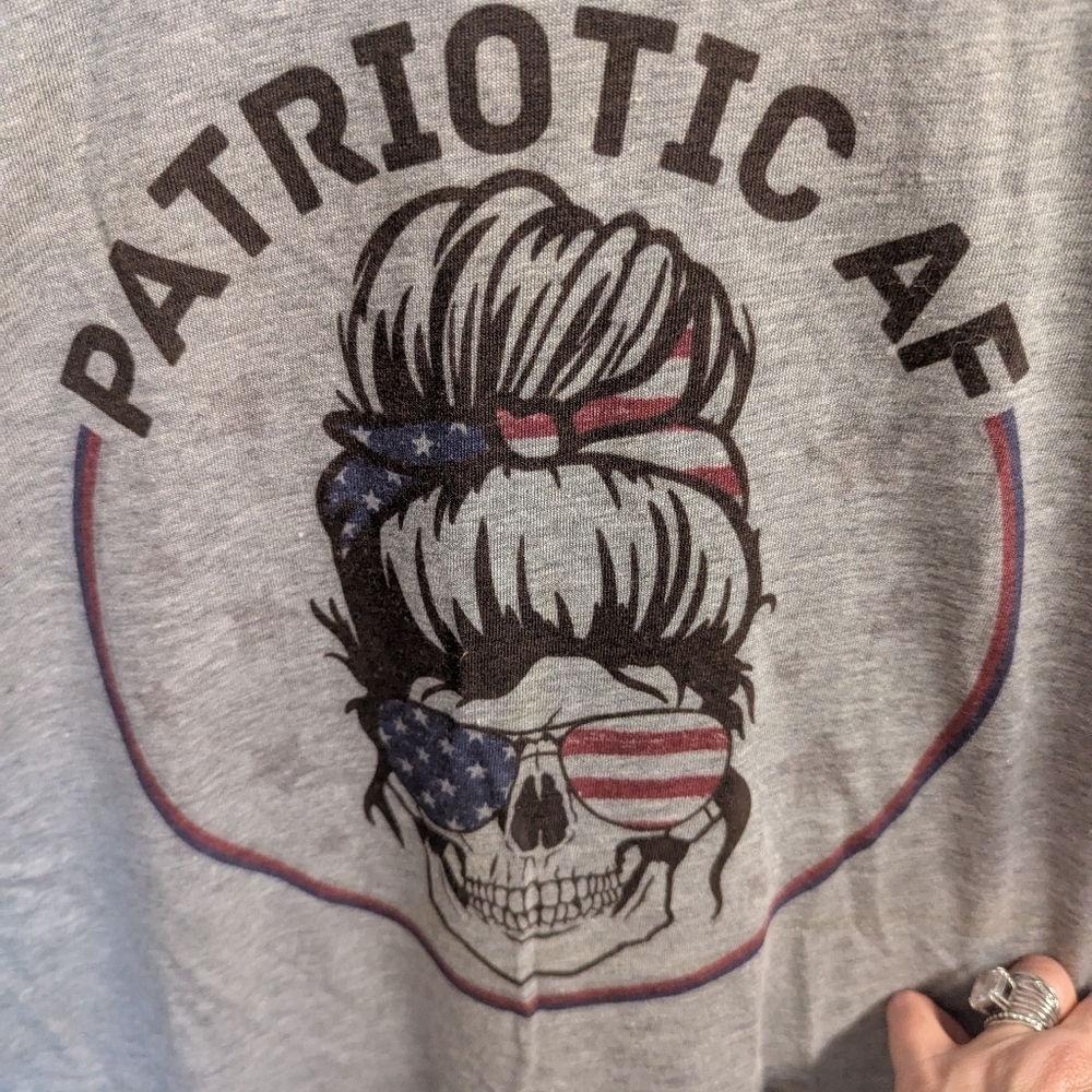 NWT, Gray Patriotic AF Graphic Tee. Sz L And XL Available.